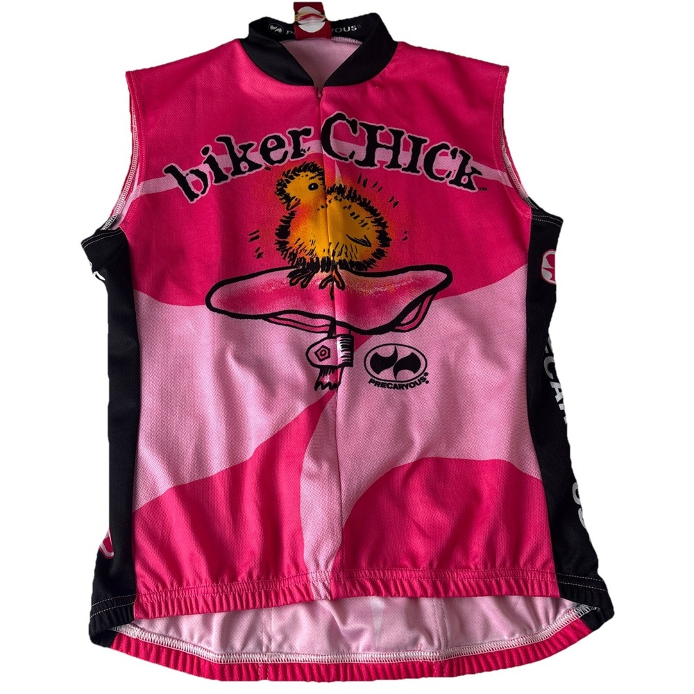 World Jerseys Women's Cycling Jersey Biker Chick Precaryous Size M pink black